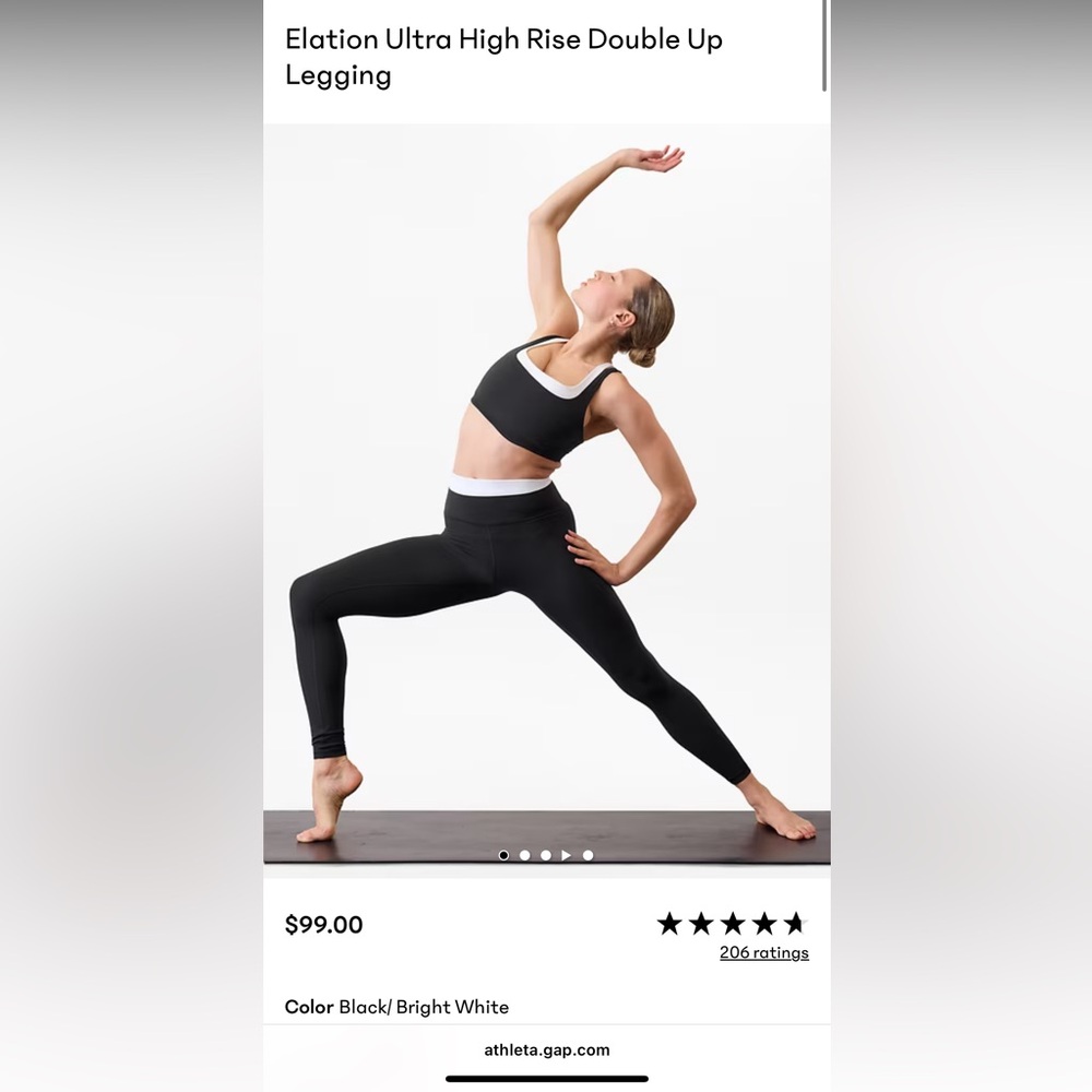 Athleta Ultra High Rise Elation Leggings in White and Black - Picture 4 of 5